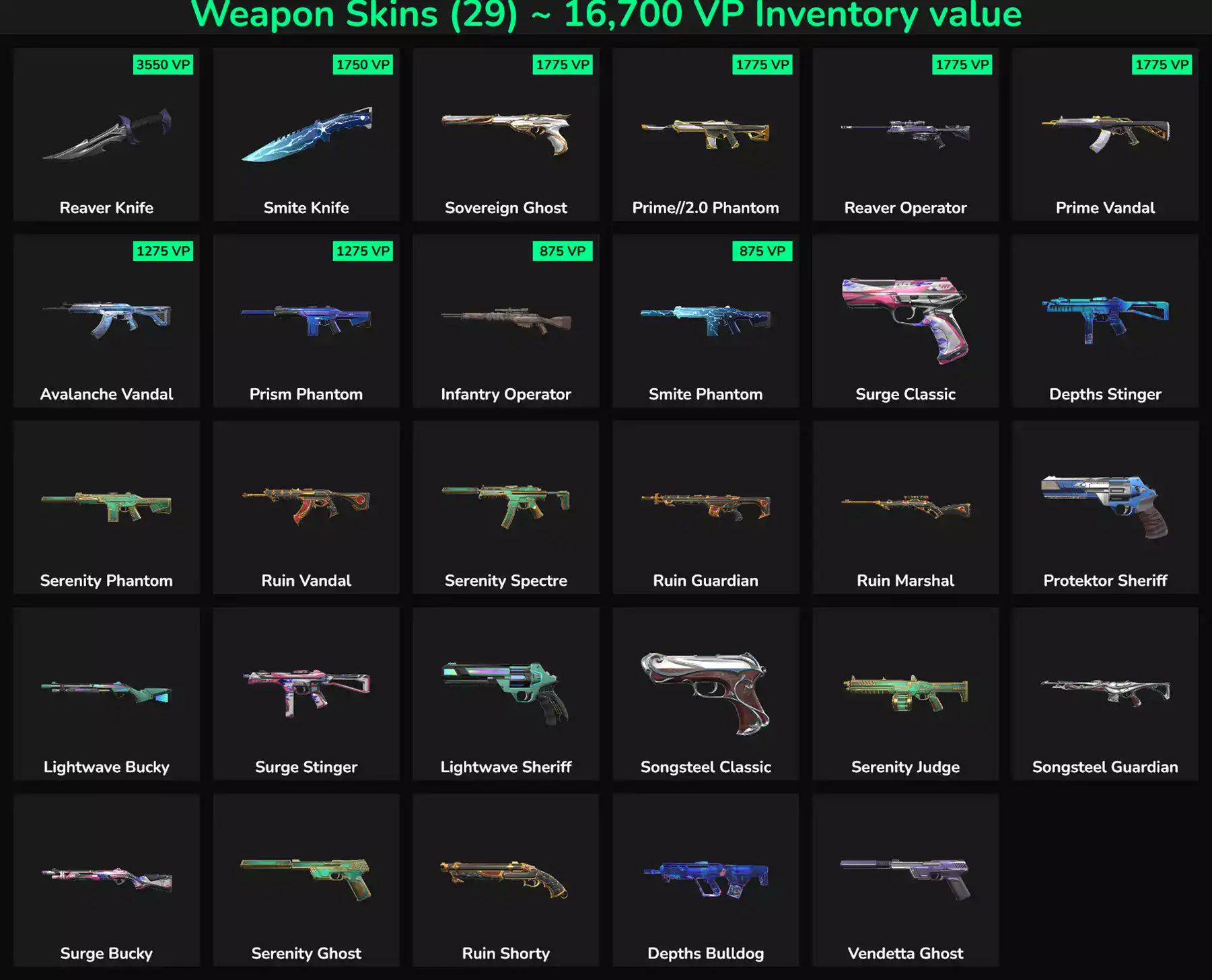 High-quality Valorant and Fortnite weapon skins with inactive status, ideal for collectors and gamer.
