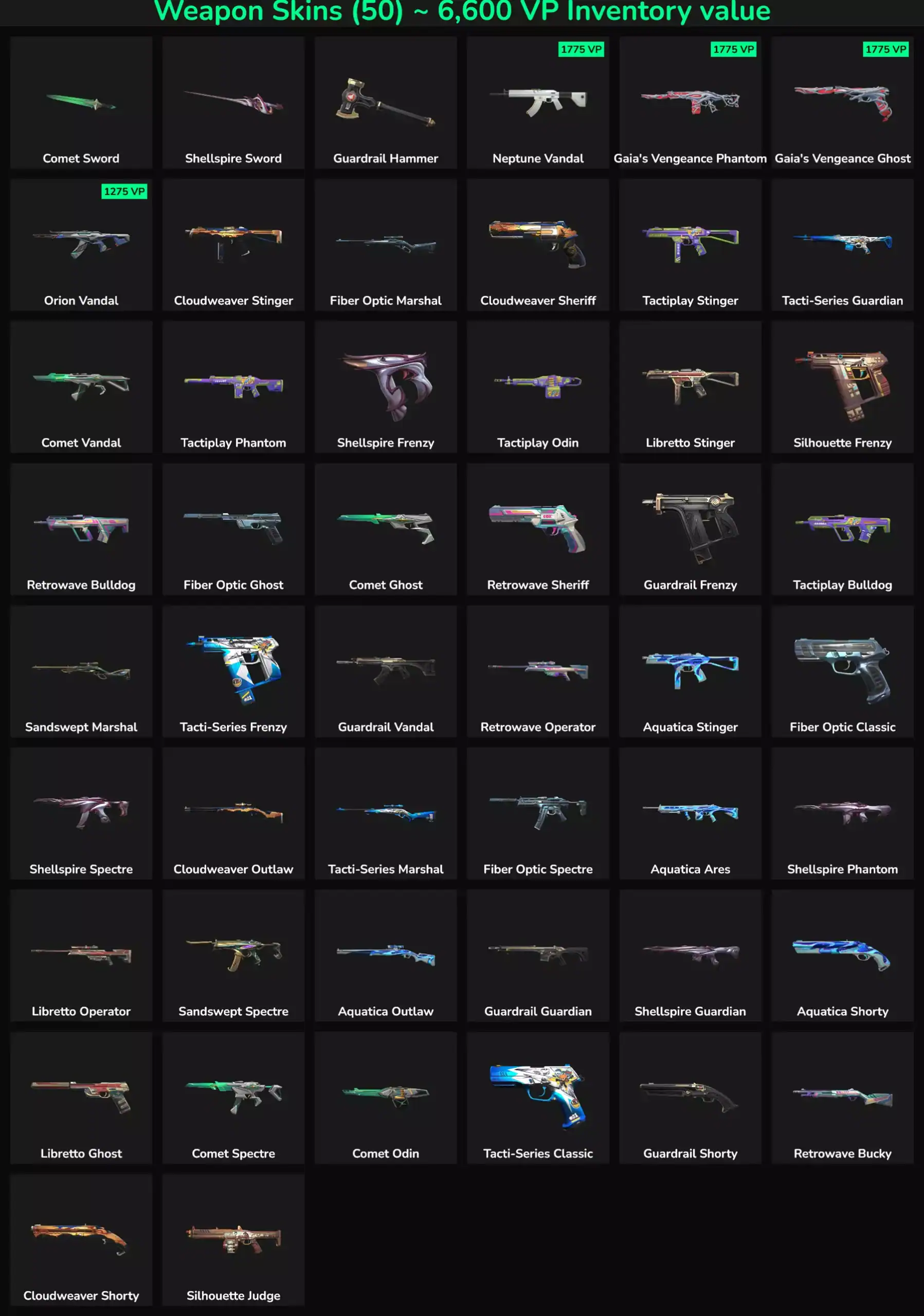 High-value inactive skins for Valorant and Fortnite, including popular weapon skins and character ou.