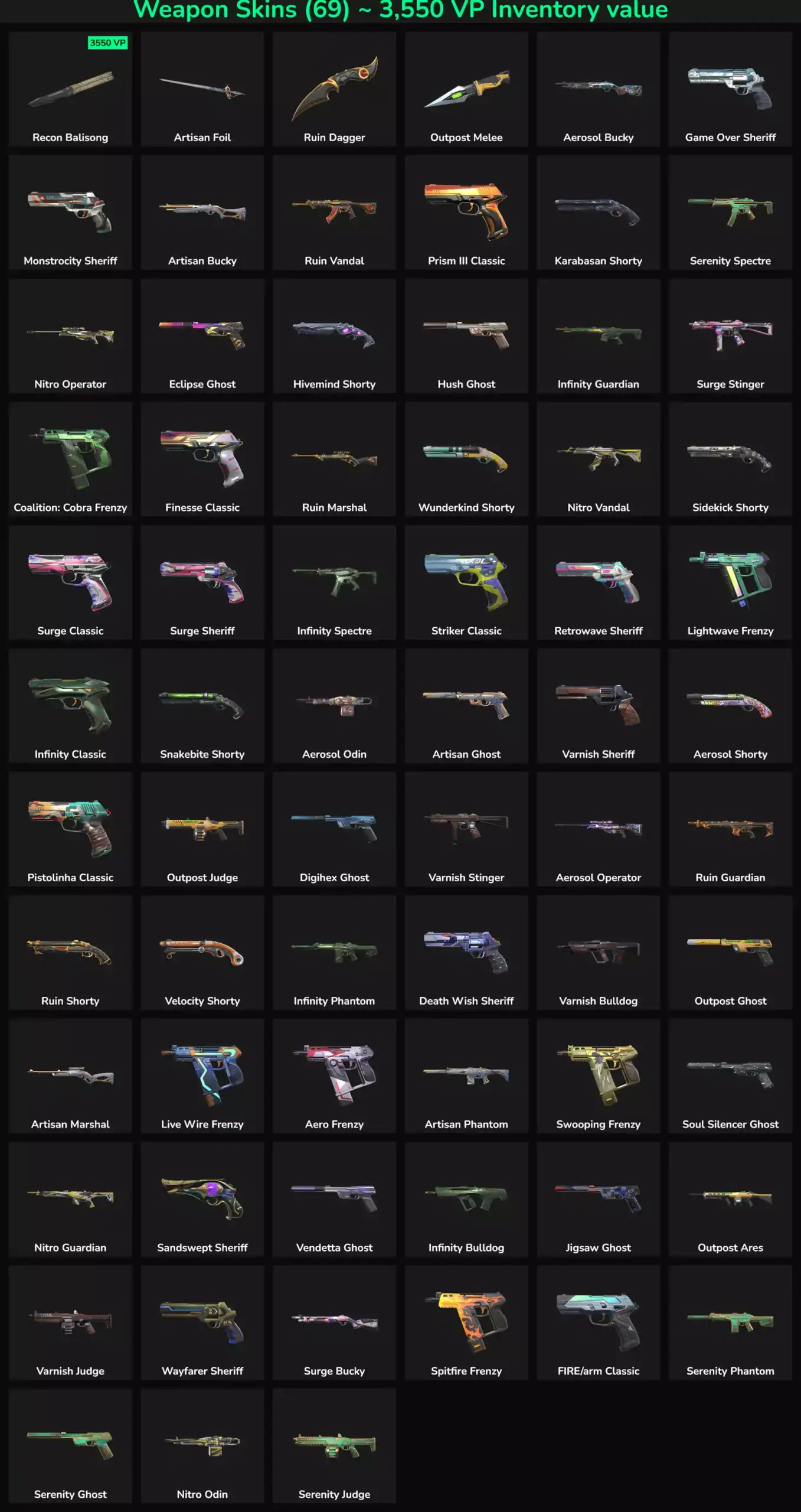 Inactive skins for Valorant and Fortnite available for purchase.