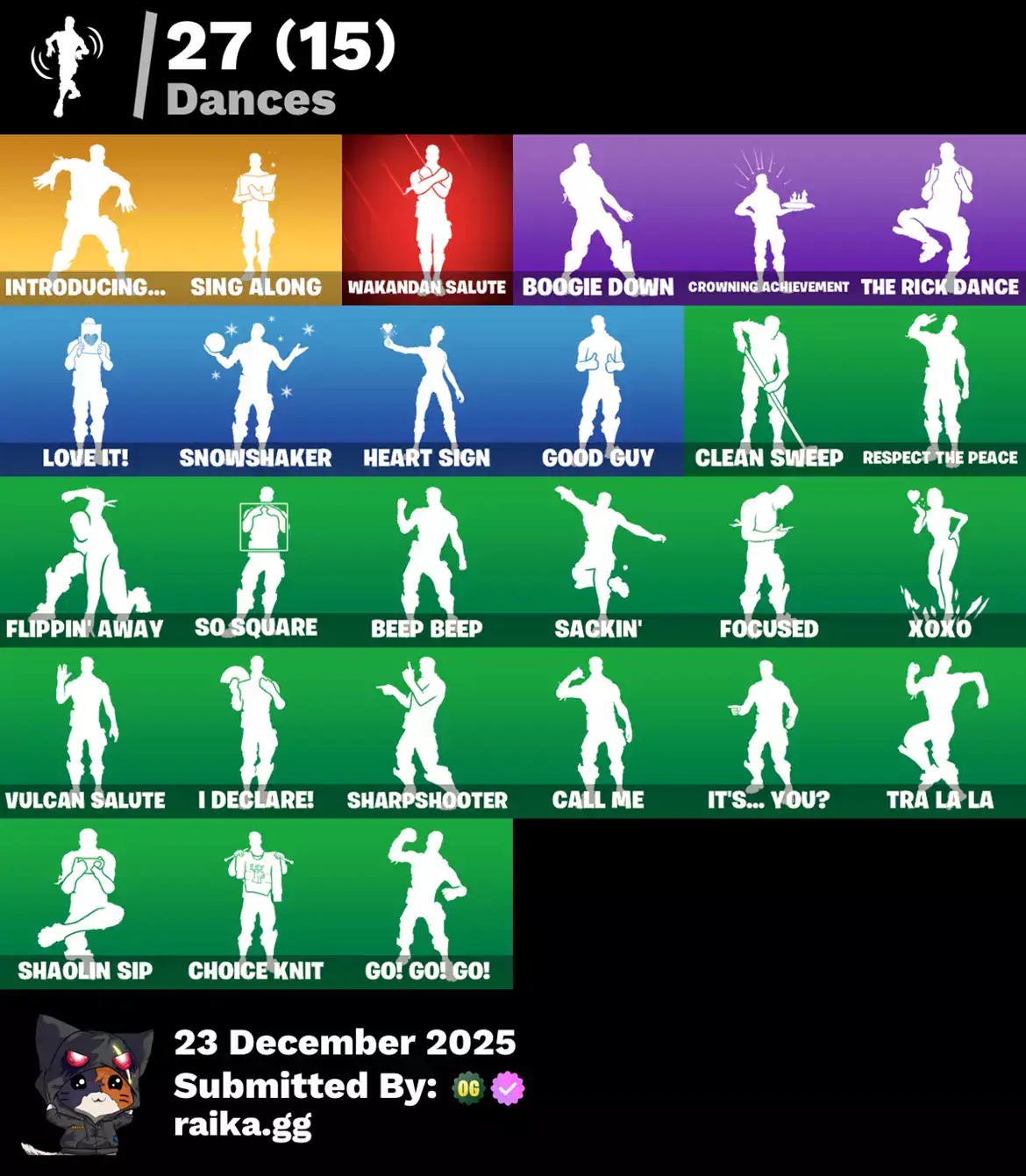 Vibrant dance poster showcasing 27 dance styles including "Introducing," "Love It!," and "Xoxo.".
