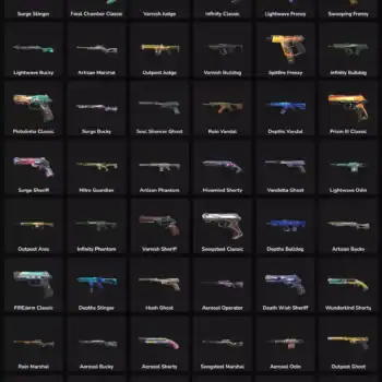 Collection of inactive Valorant and Fortnite skins for LATAM gamers.