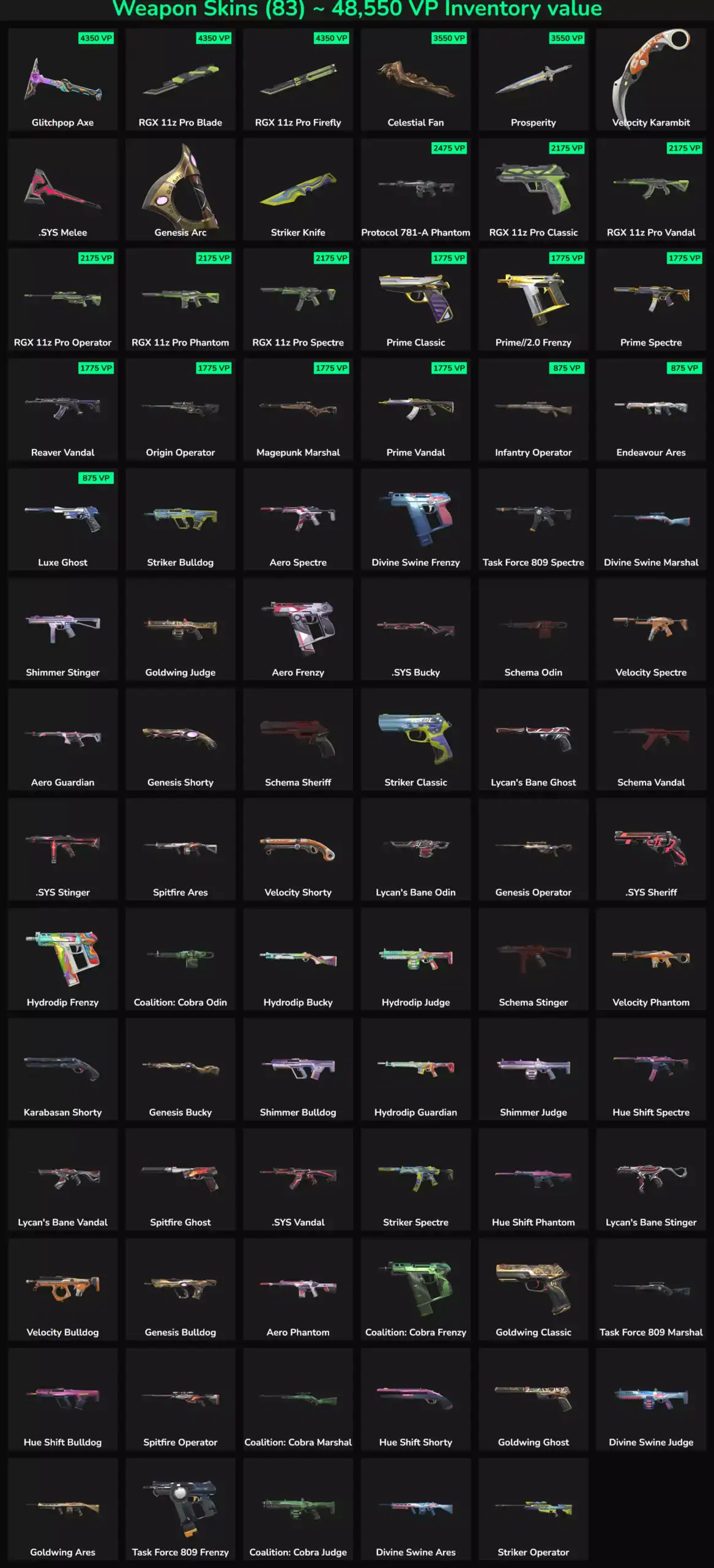 Inactive Valorant & Fortnite skins in EU marketplace.