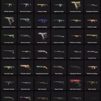 Inactive Valorant and Fortnite skins with 77 skins in EU server.