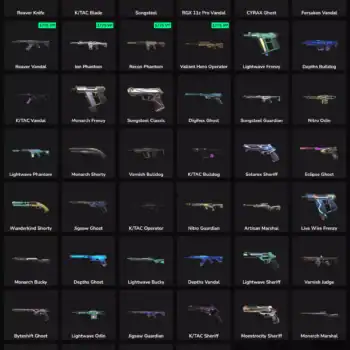 High-quality Valorant and Fortnite skins, including Vandal, Phantom, Ghost, and more. Perfect for ga.