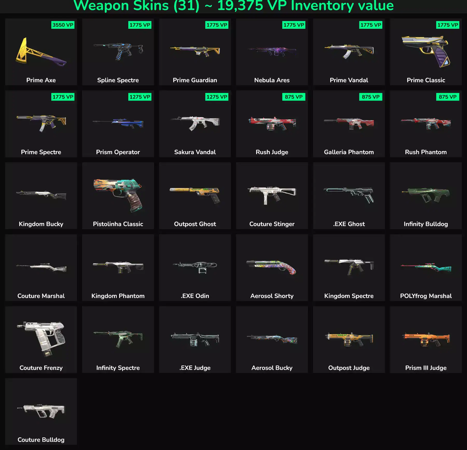 Valorant Prime Axe skin with vibrant yellow design and sleek appearance.