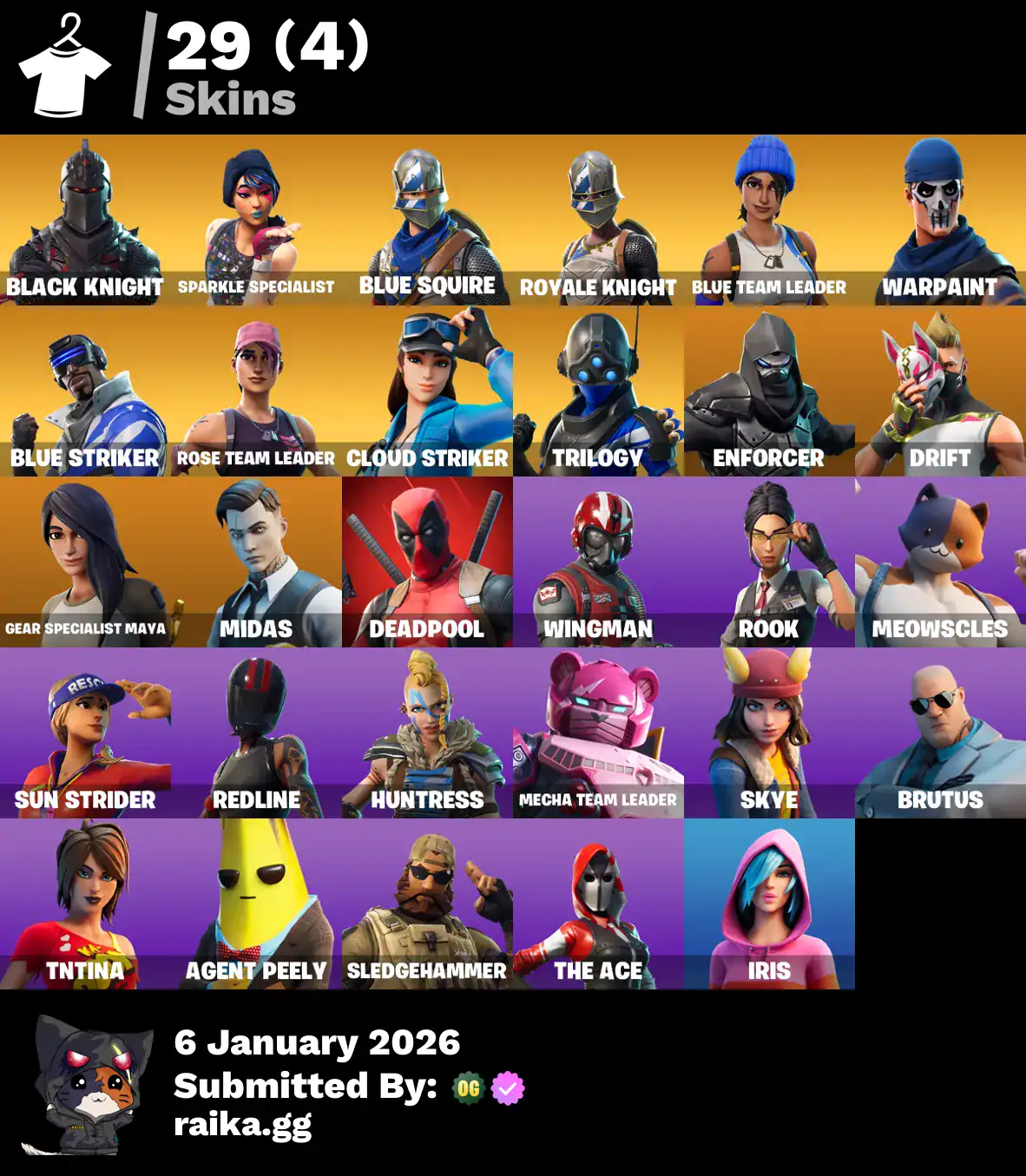 Quality gaming skins collection featuring popular characters and exclusive items.