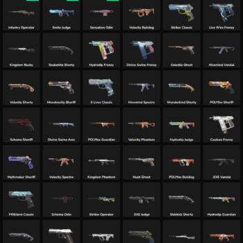 Quality Valorant and Fortnite skins for gaming accounts, including rare and popular designs.