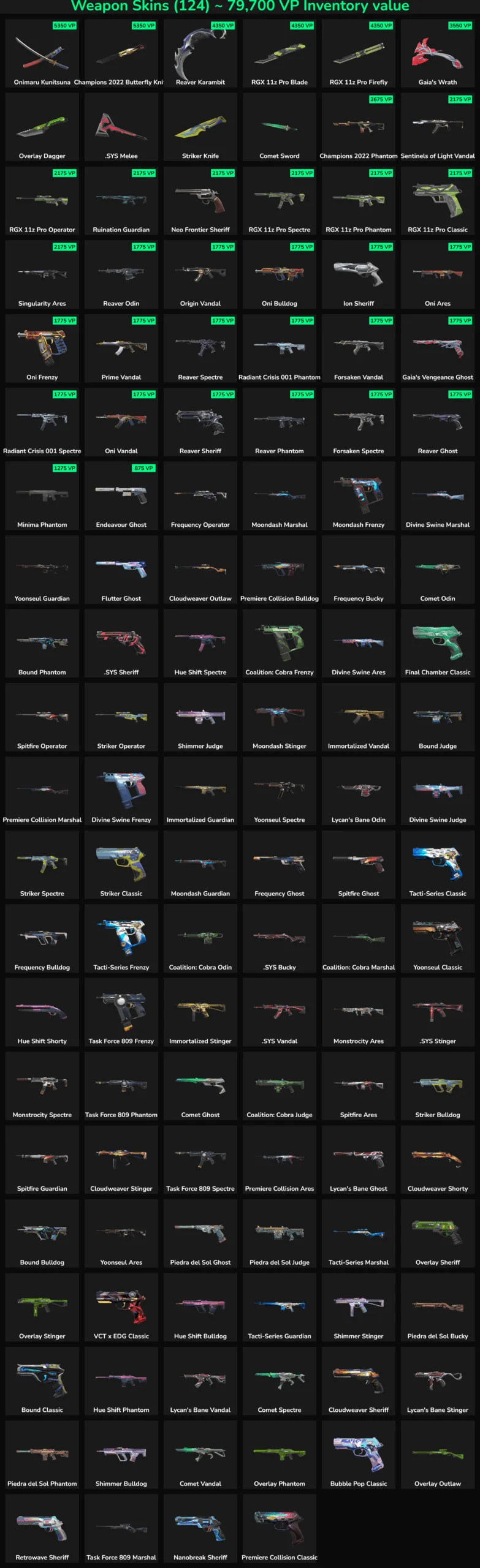 Gaming accounts with Valorant and Fortnite skins, including 124 inactive skins. Perfect for gamers s.