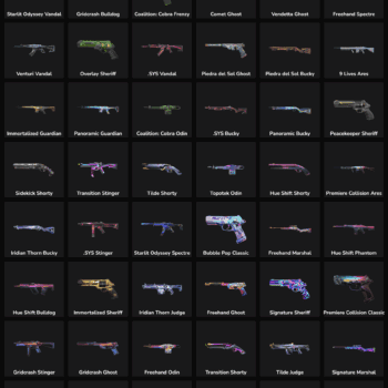 Collection of Valorant and Fortnite skins with 119 inactive items.