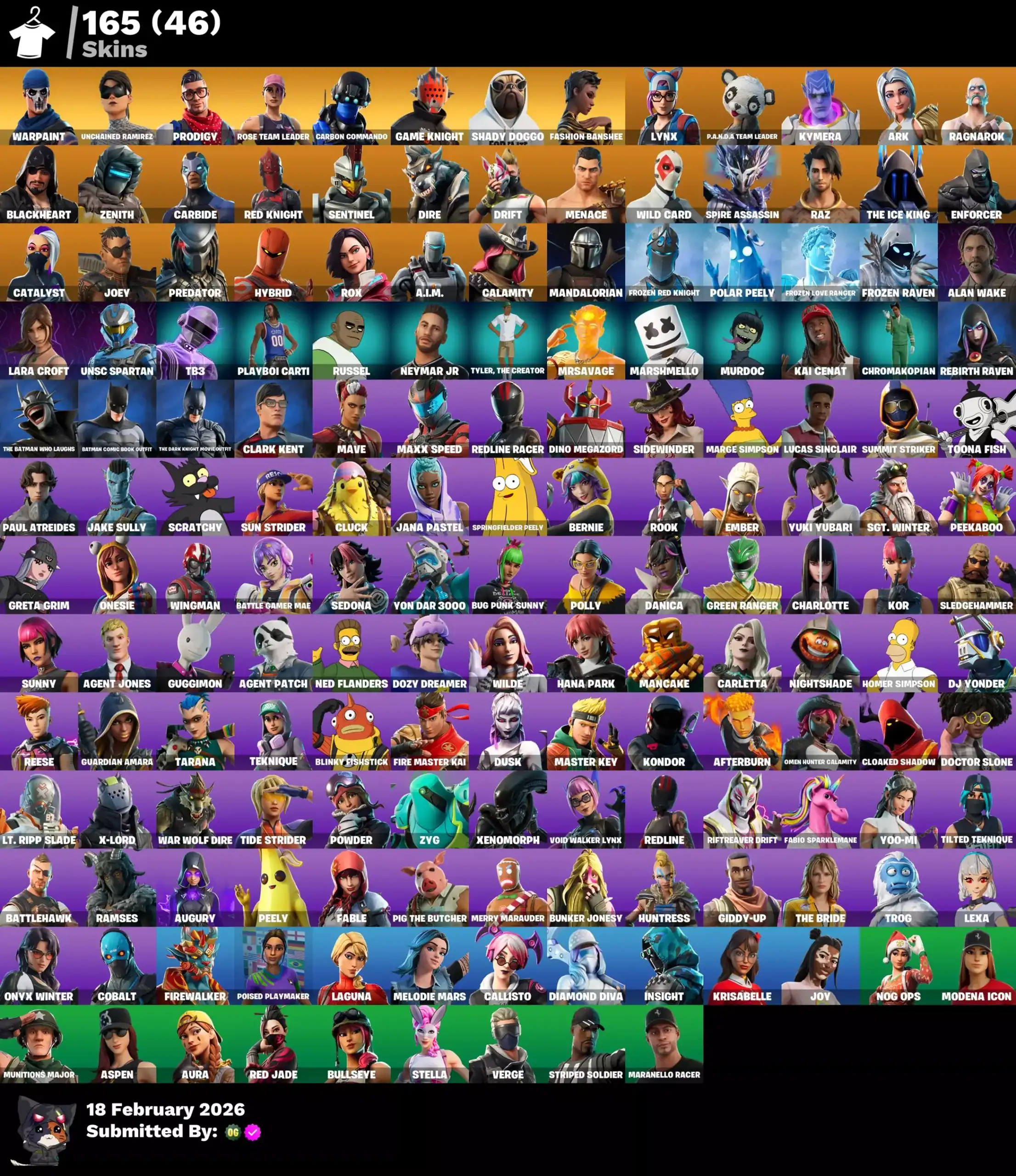 Quality gaming skins for Valorant and Fortnite accounts, including OG STW, Unchained Ramirez, and mo.