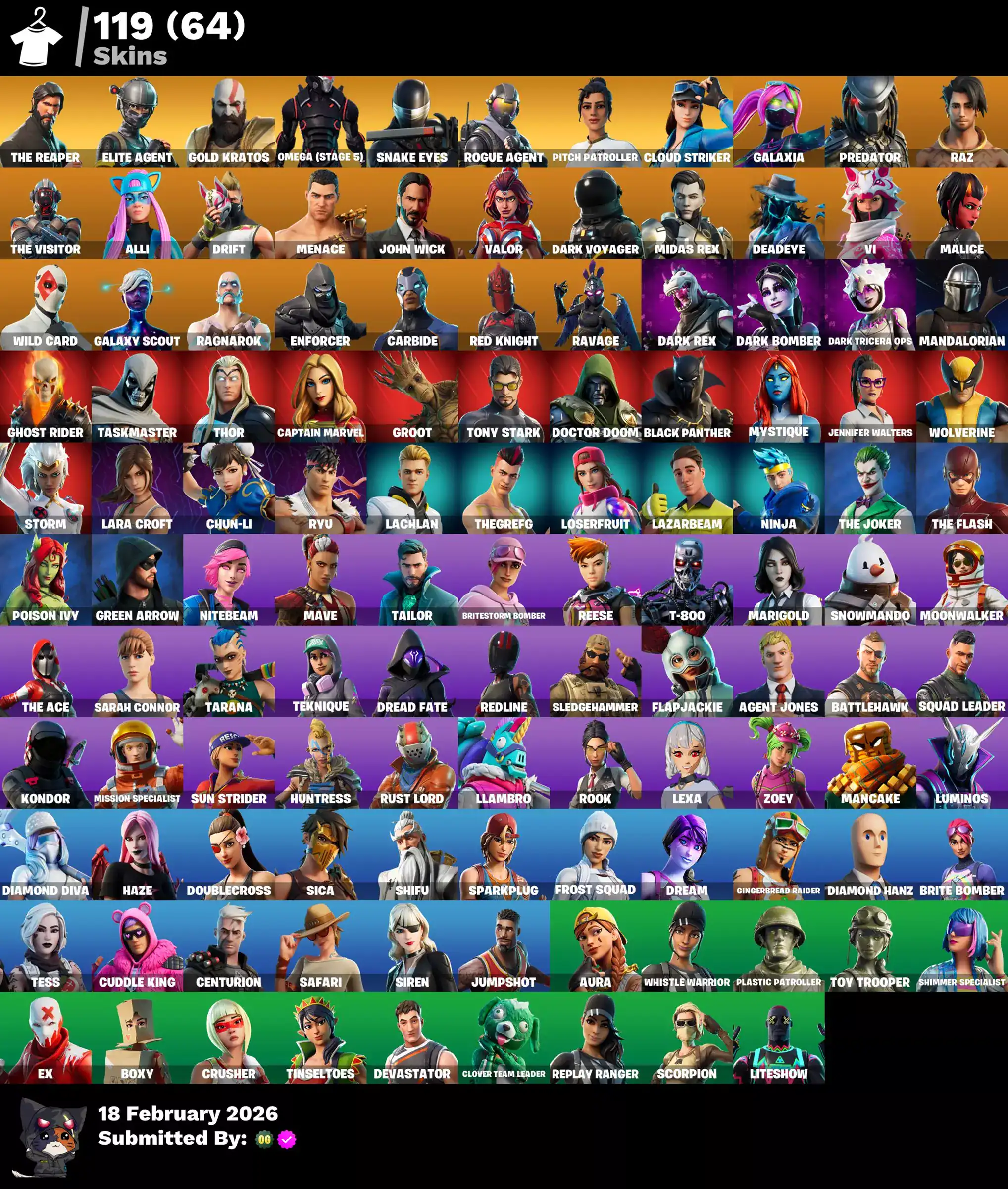 Quality Valorant account with 119 skins, featuring popular characters and weapon skins for enhanced.