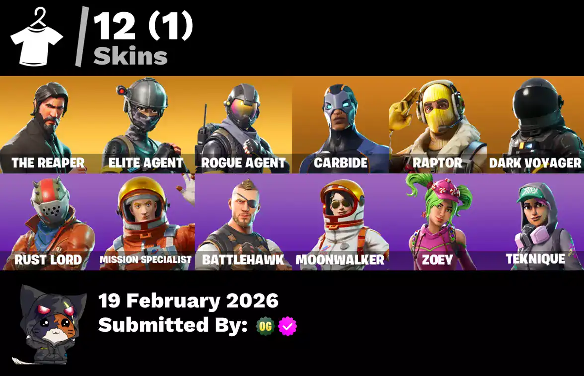 Quality gaming skins including The Reaper, Elite Agent, Rogue Agent, Carbide, Raptor, Dark Voyager,.