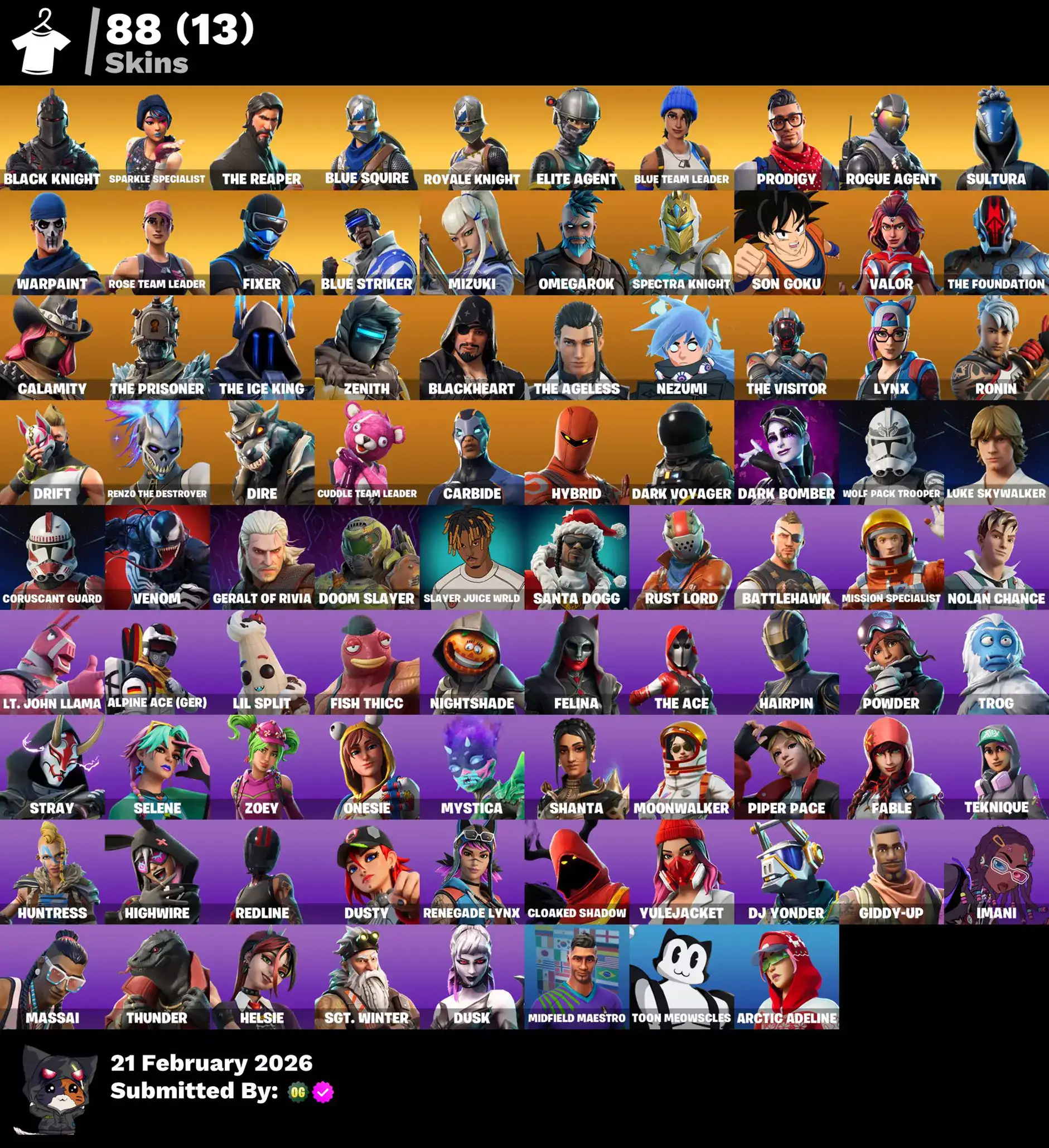 Quality Valorant and Fortnite skins for gaming accounts, including Black Knight, Sparkle Specialist,.