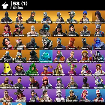 [PC] 58 skins | Black Knight | Sparkle Specialist | The Reaper | Blue Squire | Royale Knight | Elite Agent | Blue Team Leader | 1050 VB