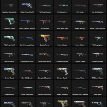 Fortnite weapon skins inactive in EU region, available for purchase.