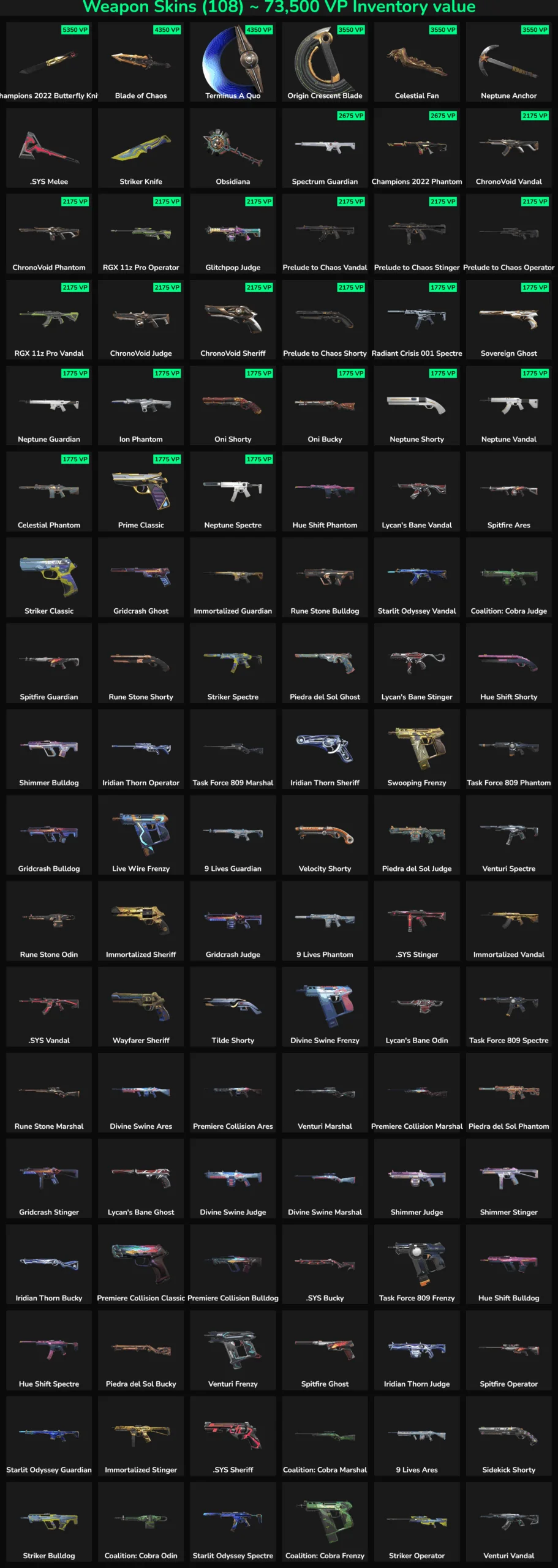 Fortnite account skins with inactive weapon skins for sale.