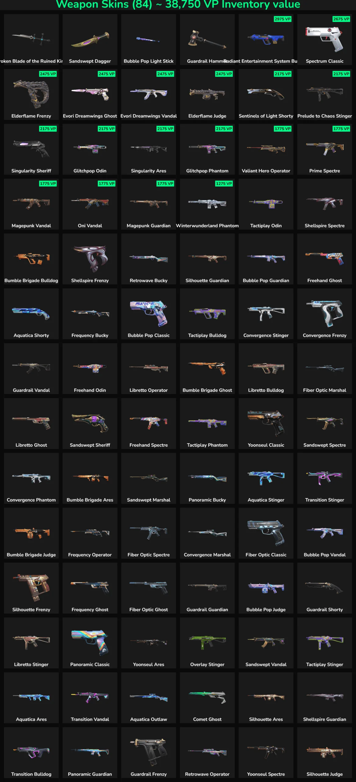 Fortnite skins collection with inactive skins for sale.