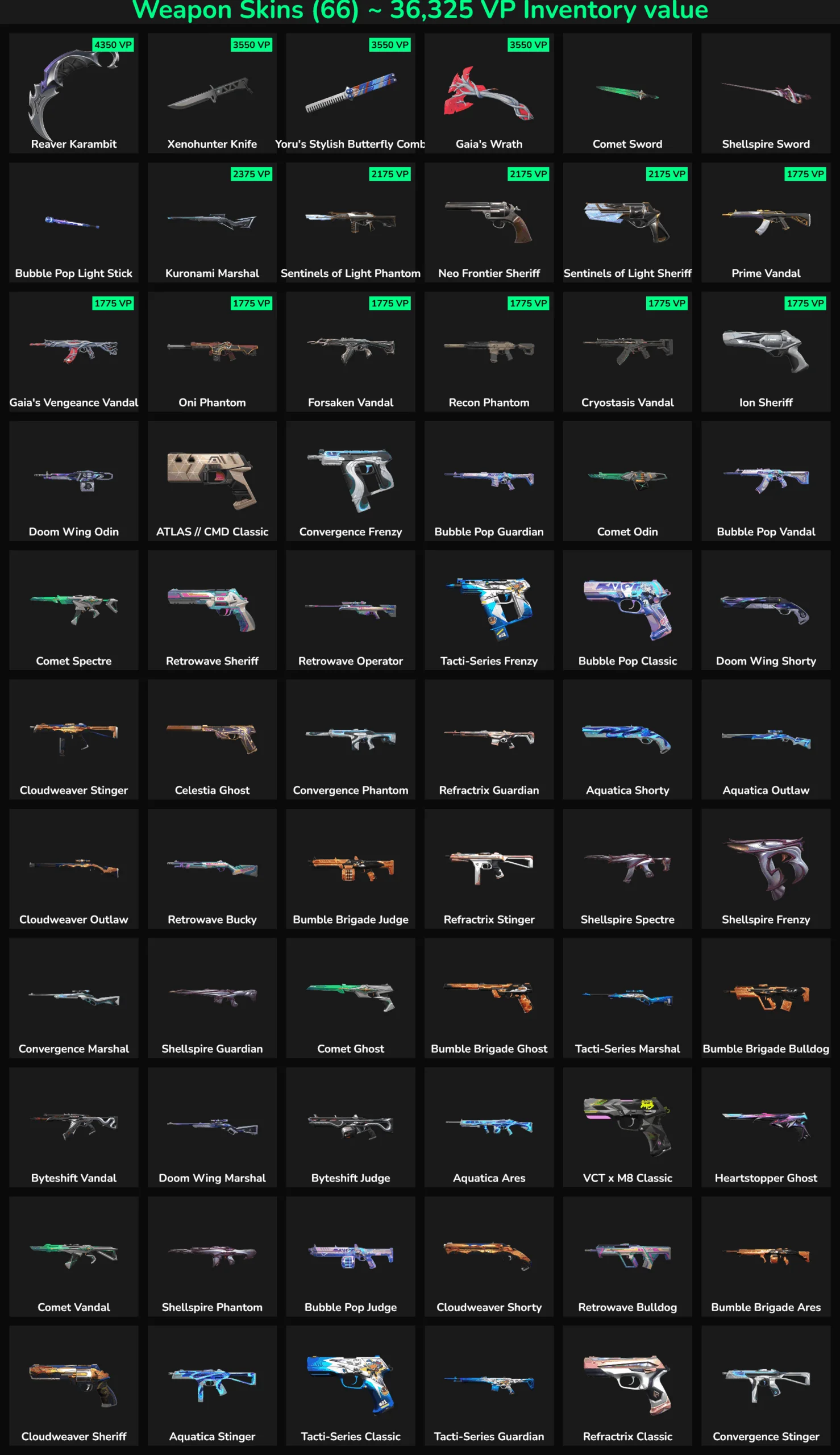 Inactive Fortnite skins and weapons for sale.